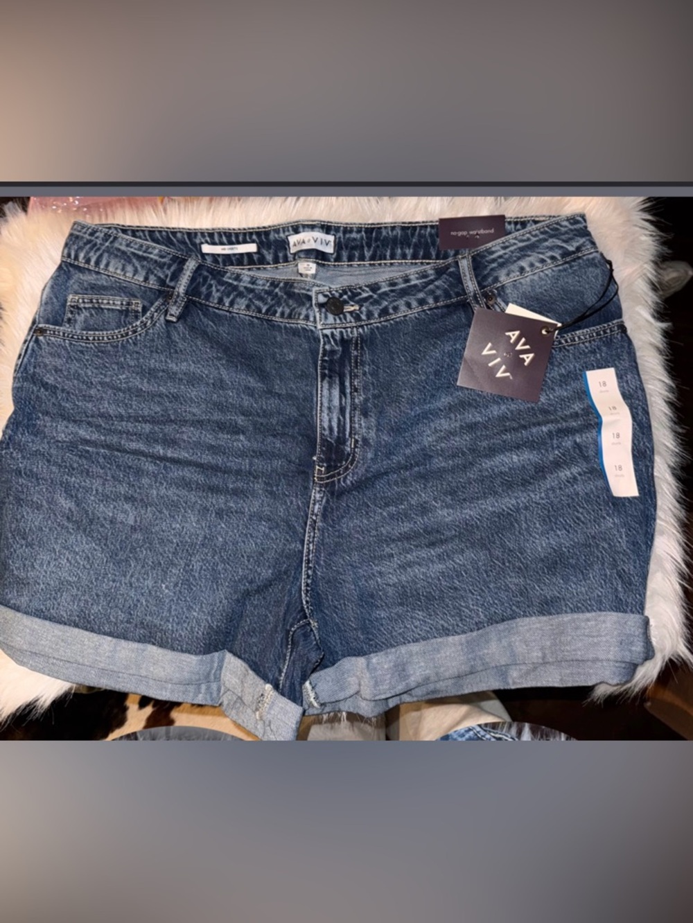 Ava & Viv Dark Blue Rolled-Hem Denim Shorts